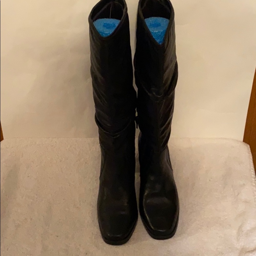 Blonde heeled boots